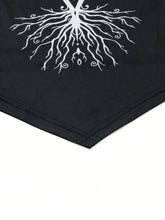 LUNE Women Life Tree Printed Irregular Hem Hooded Long Sleeve T-Shirt Spring Autumn